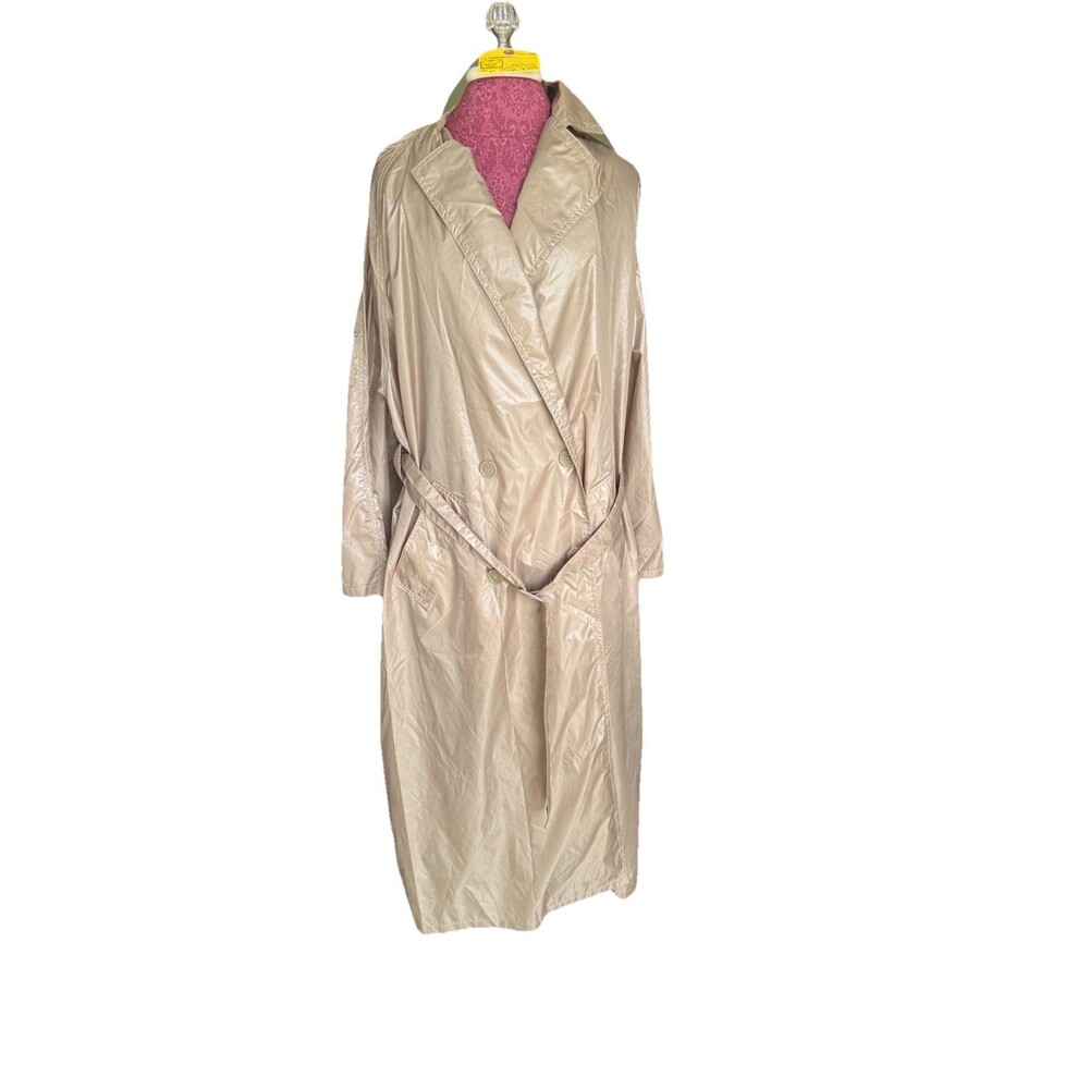 THE TOTES COAT Tan Button Up Midi Water Repellent Vintage Style One Size